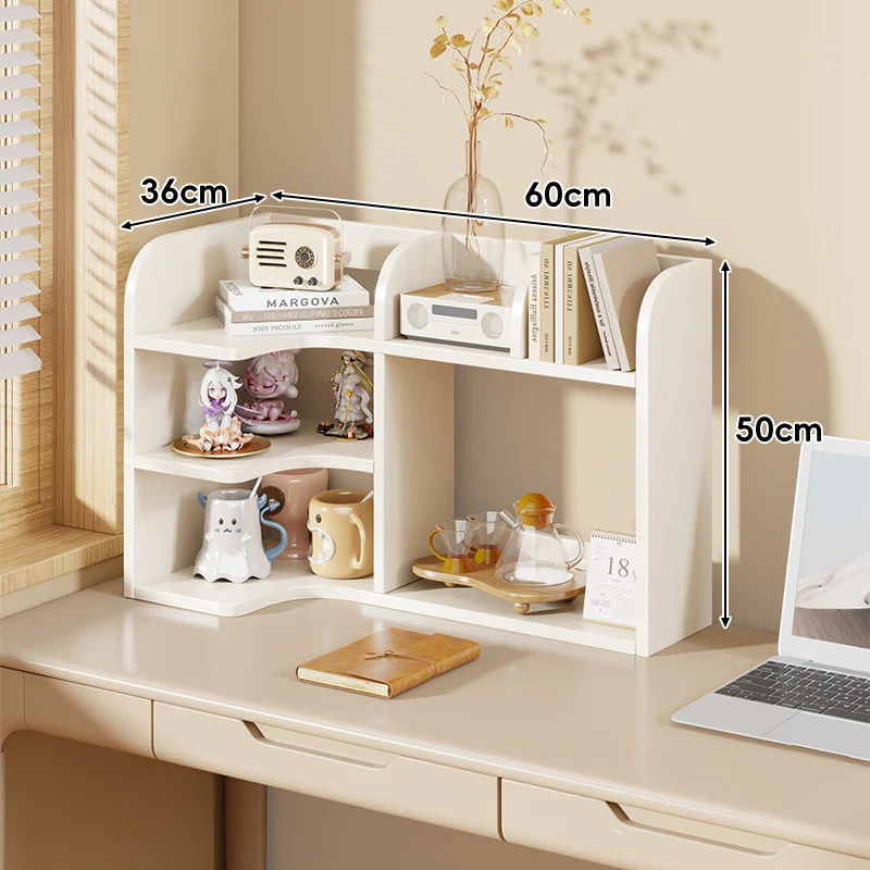 Multifunktionale Desktop-Regalorganisator mit erhöhtem Rücken und offenen Fächern