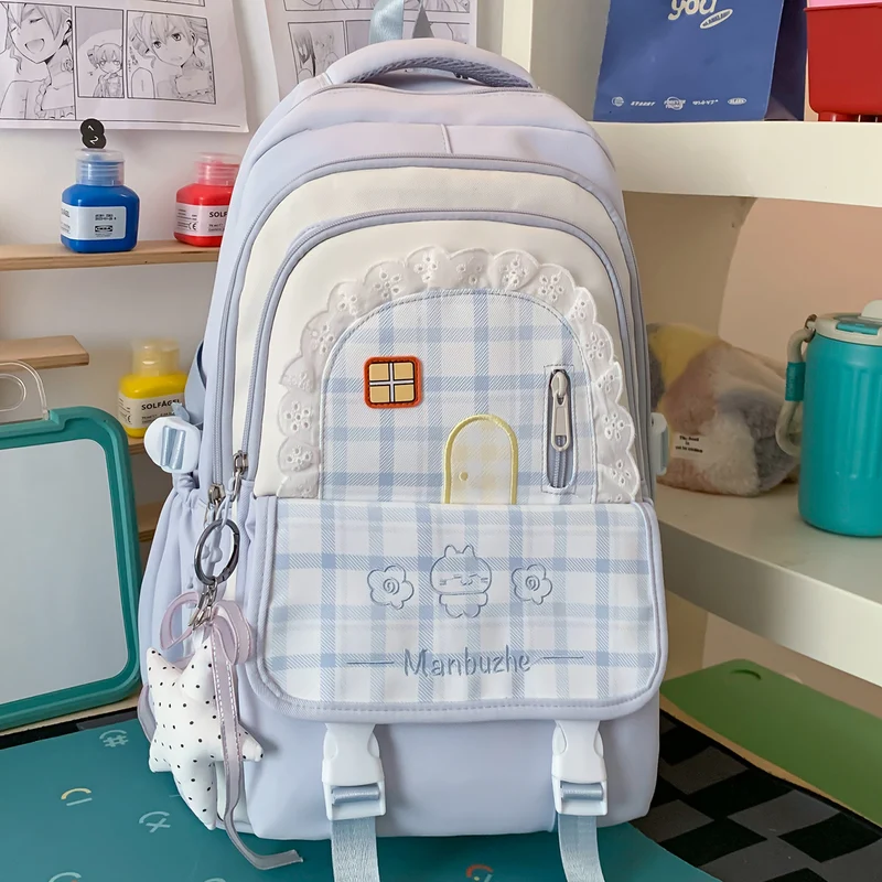 Hübscher dekorativer karierten Schulrucksack Karnz