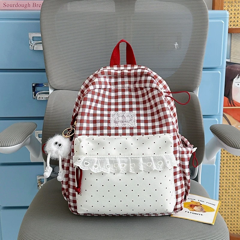 Niedlicher karierten Muster Rucksack Karnz