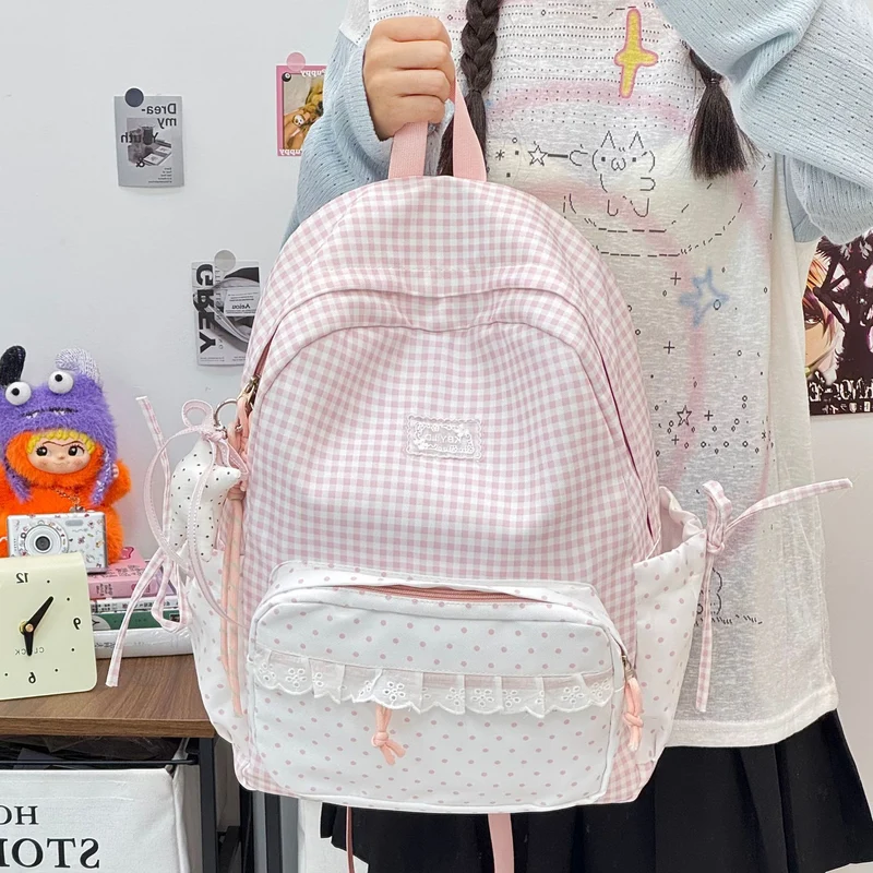 Niedlicher karierten Muster Rucksack Karnz