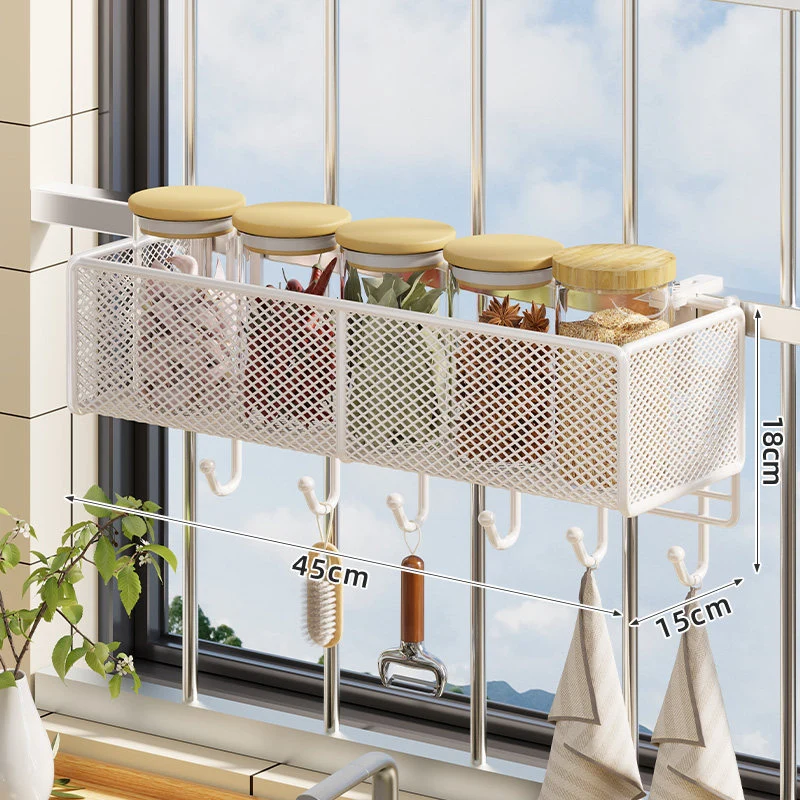 Fenster-Montierter Netz-Gewürzregal und Bar Hängeleiste Organizer