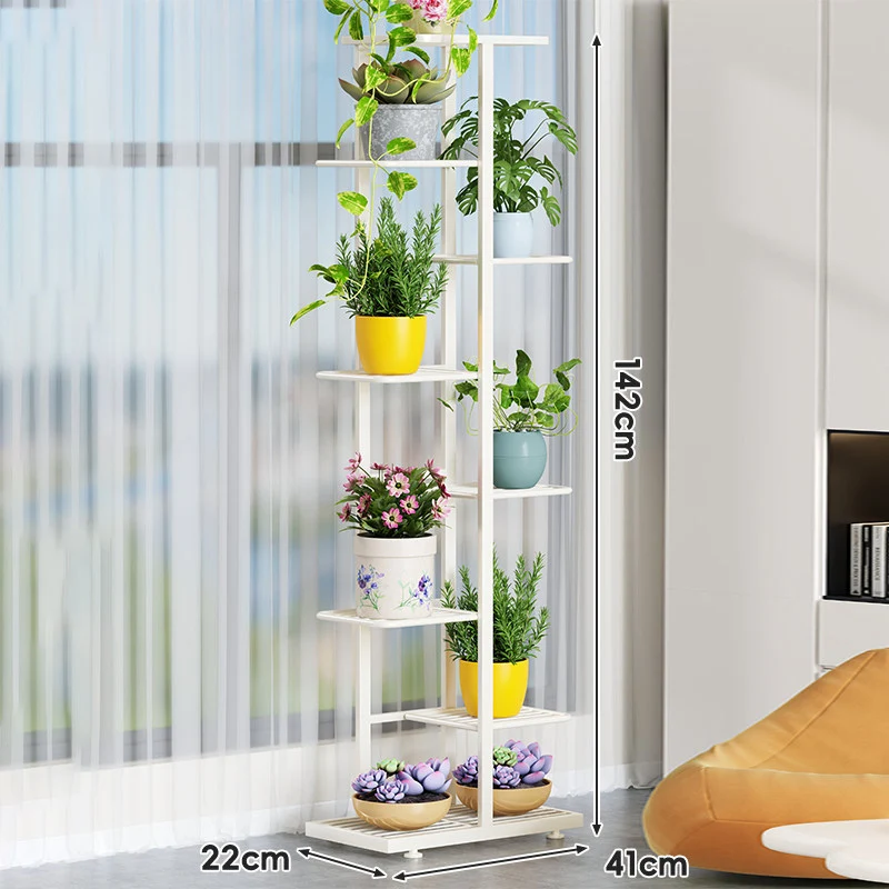 Indoor Mehrstufiger Vertikaler Pflanzenständer mit Lattenboden und gestuften Regalen