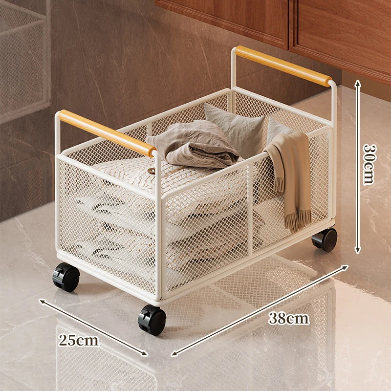 Rechteckiger belüfteter Metallgitter-Aufbewahrungskorb mit Holzgriffen