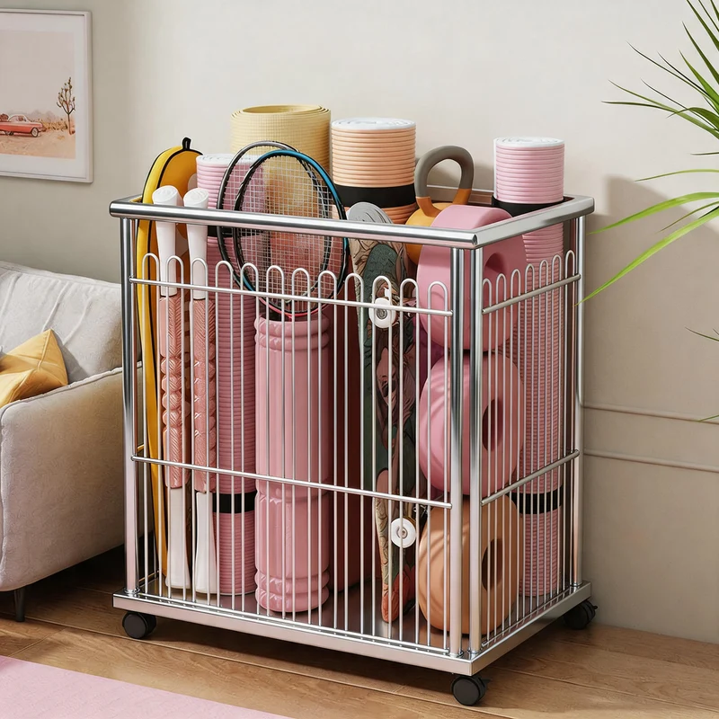 Vertikaler rollender Mesh-Aufbewahrungswagen mit feststellbaren Rollen und vorderem Zugangskorb