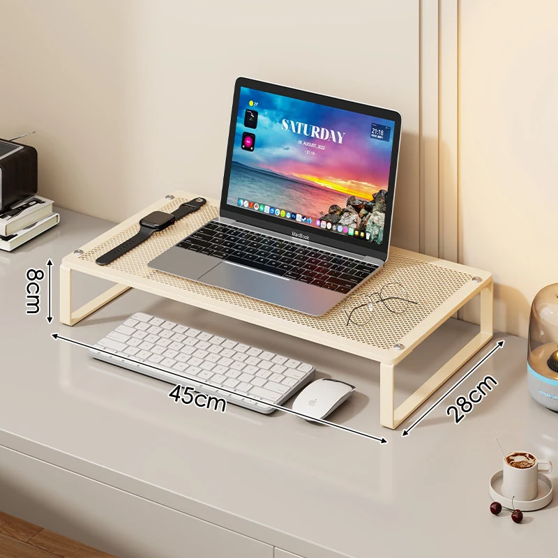 Belüfteter Metallgitter-Laptop- und Monitorständer mit Unter-Schreibtisch-Tastaturablage