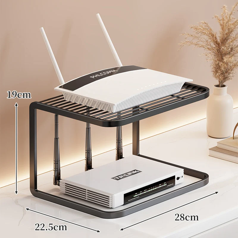 Belüfteter Desktop-Router- und Modemständer-Organizer