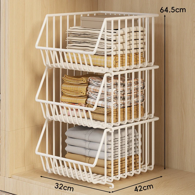 Drei-Tier Stapelbarer Draht Kleiderschrank Korb Organizer