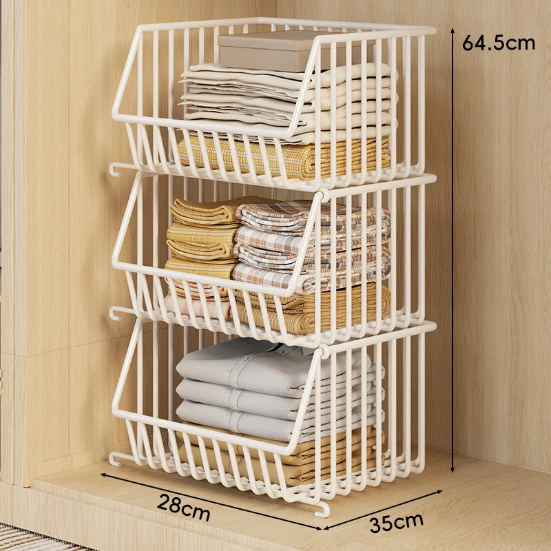 Drei-Tier Stapelbarer Draht Kleiderschrank Korb Organizer