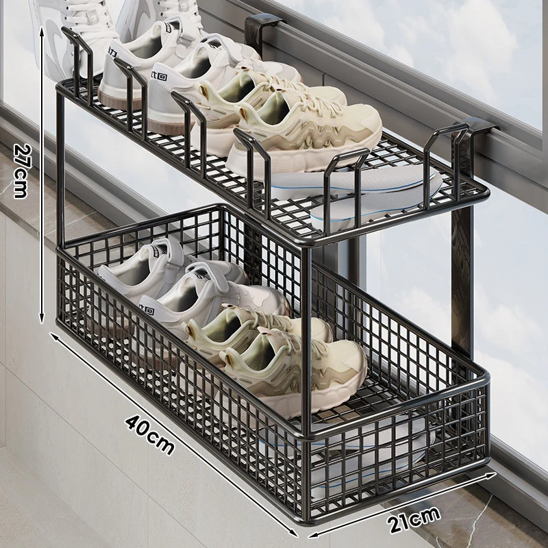 Über-Fenster hängender Schuh-Trocknungs- und Aufbewahrungskorb-Organizer
