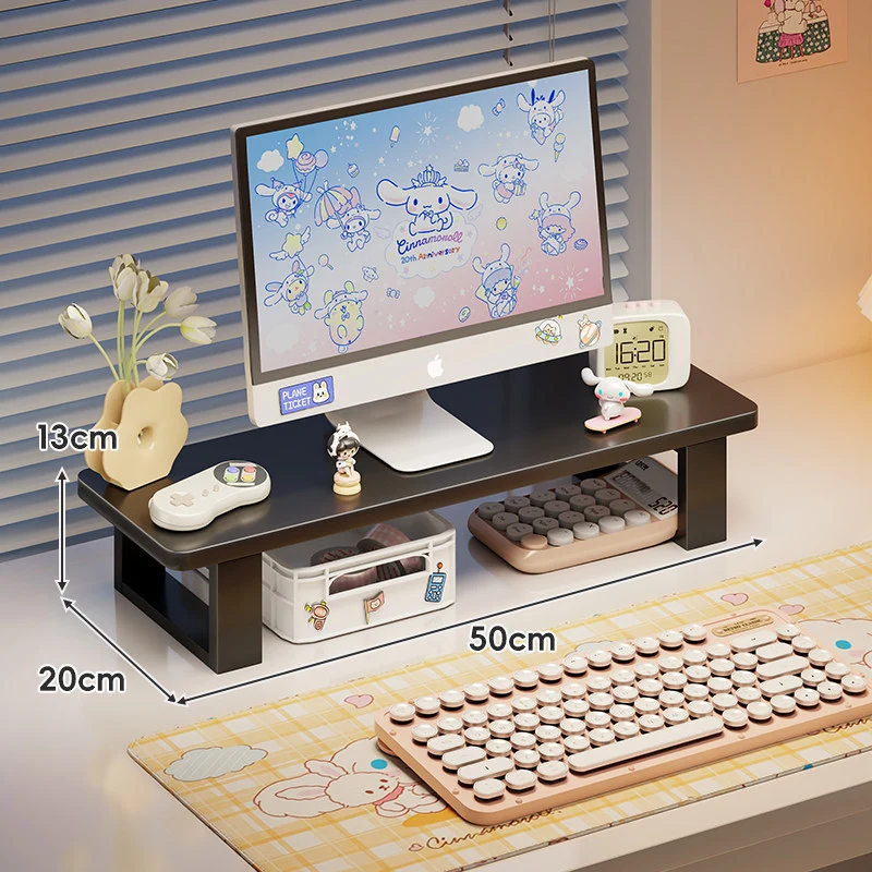 Bambus-Desktop-Monitorständer mit Unterregal-Tastaturlagerung und Kabelmanagement