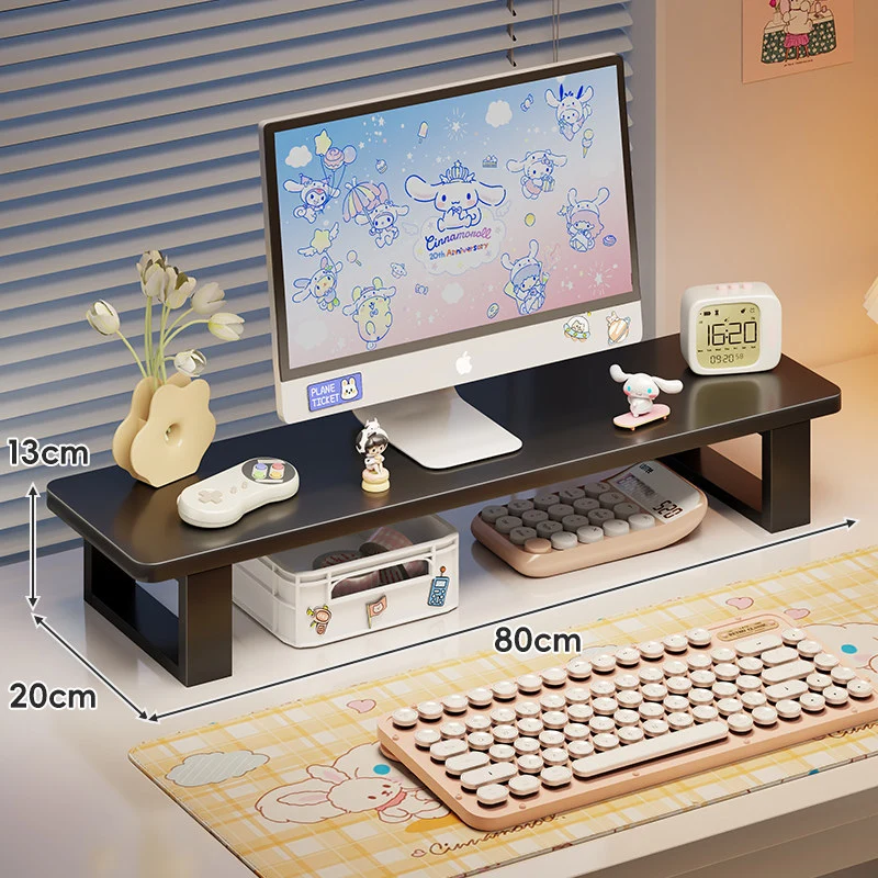 Bambus-Desktop-Monitorständer mit Unterregal-Tastaturlagerung und Kabelmanagement