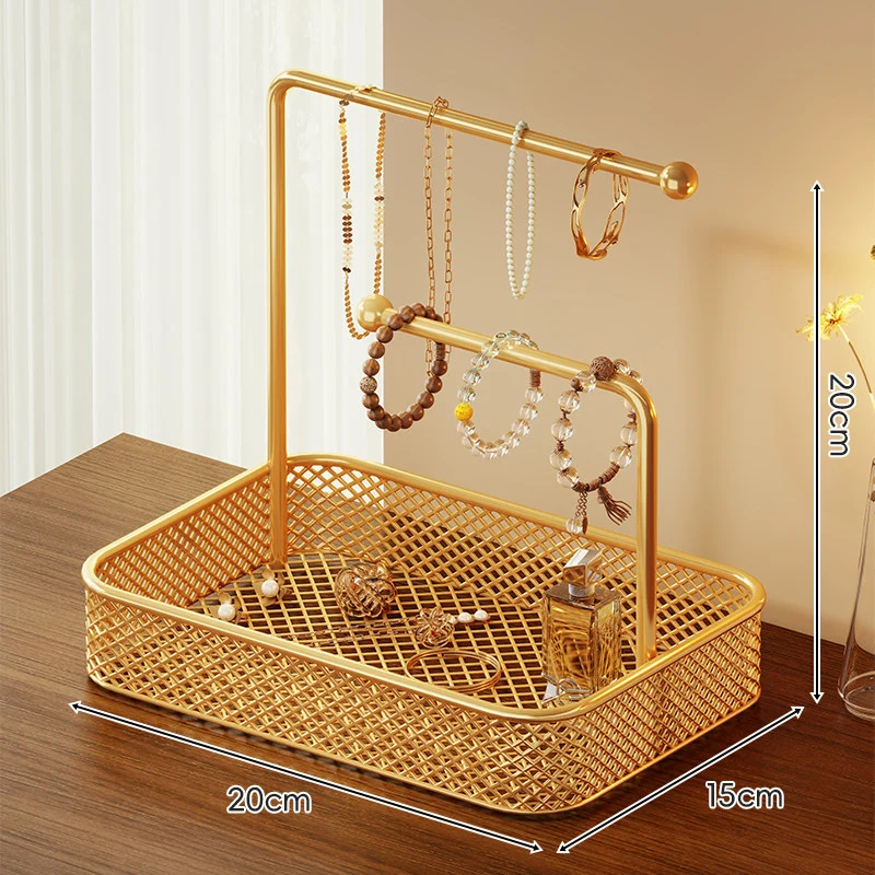 Zwei-Ebenen-Mesh-Tablett Vanity Haaraccessoire & Schmuckorganizer-Ständer