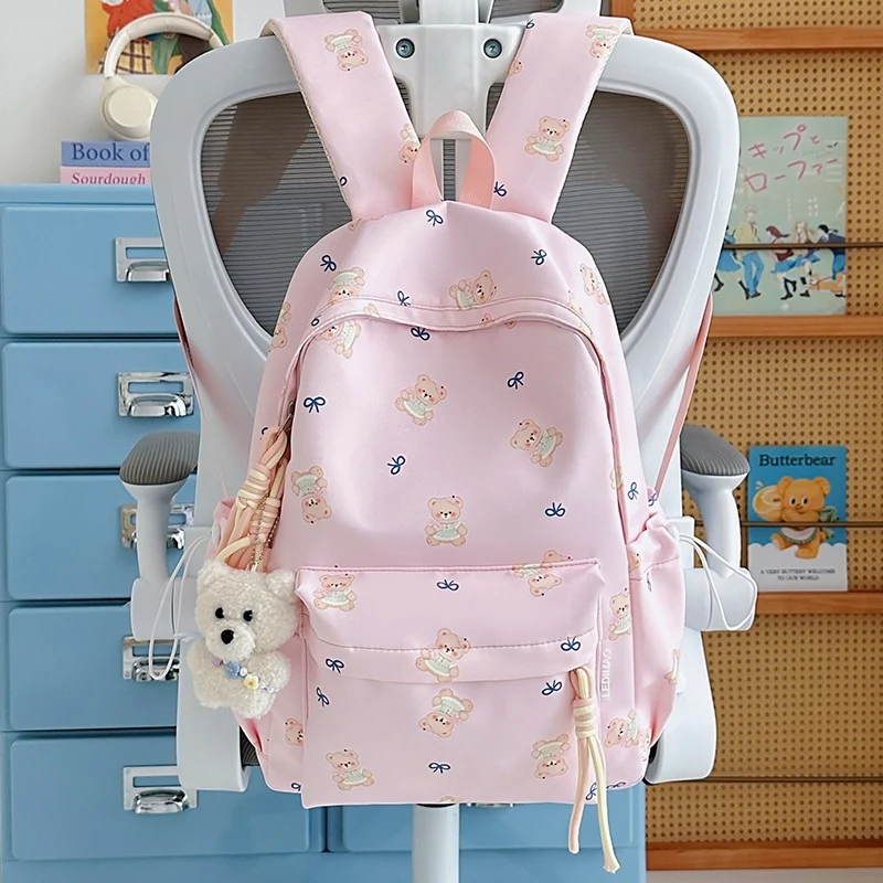 Niedlicher Bären-Print Schulrucksack Karnz