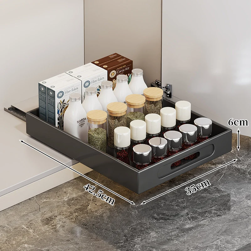 Ausziehbarer Schrank-Schubladenorganizer mit Ausschnittgriff und flachem Design