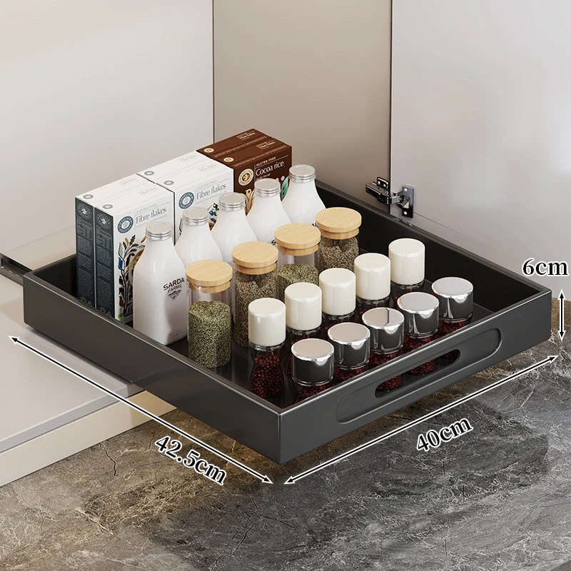 Ausziehbarer Schrank-Schubladenorganizer mit Ausschnittgriff und flachem Design