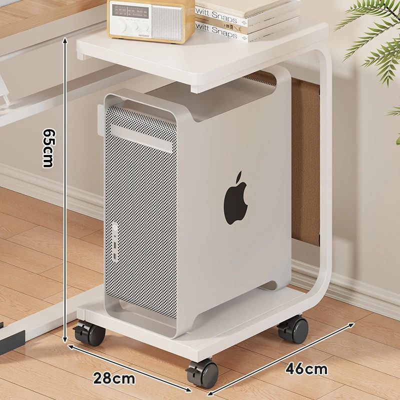 Rolling Desktop CPU Tower Stand mit Holzsockel und schwenkbaren Rollen
