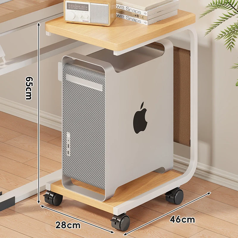 Rolling Desktop CPU Tower Stand mit Holzsockel und schwenkbaren Rollen
