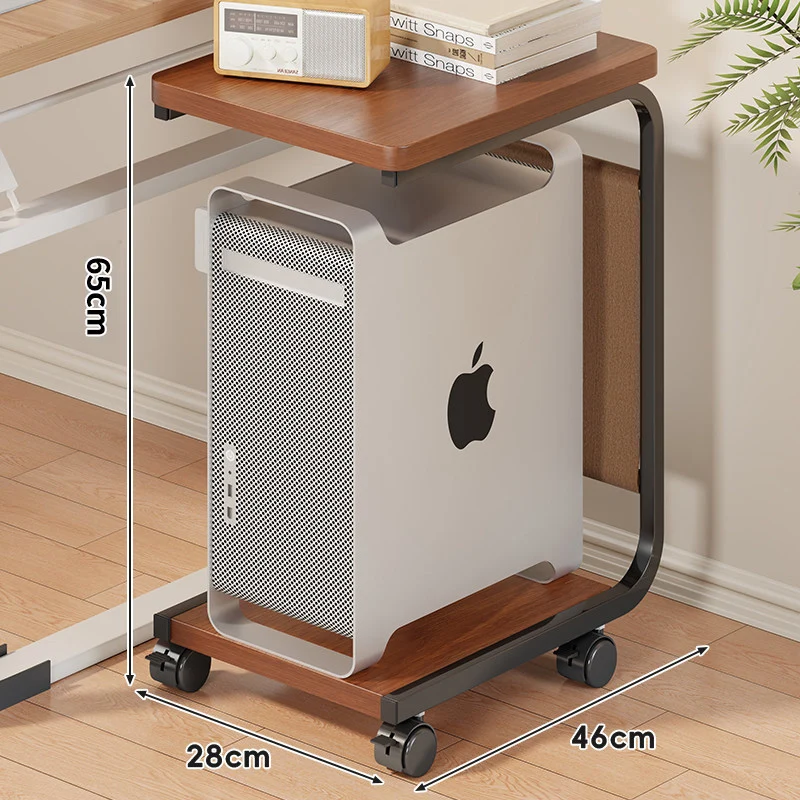 Rolling Desktop CPU Tower Stand mit Holzsockel und schwenkbaren Rollen