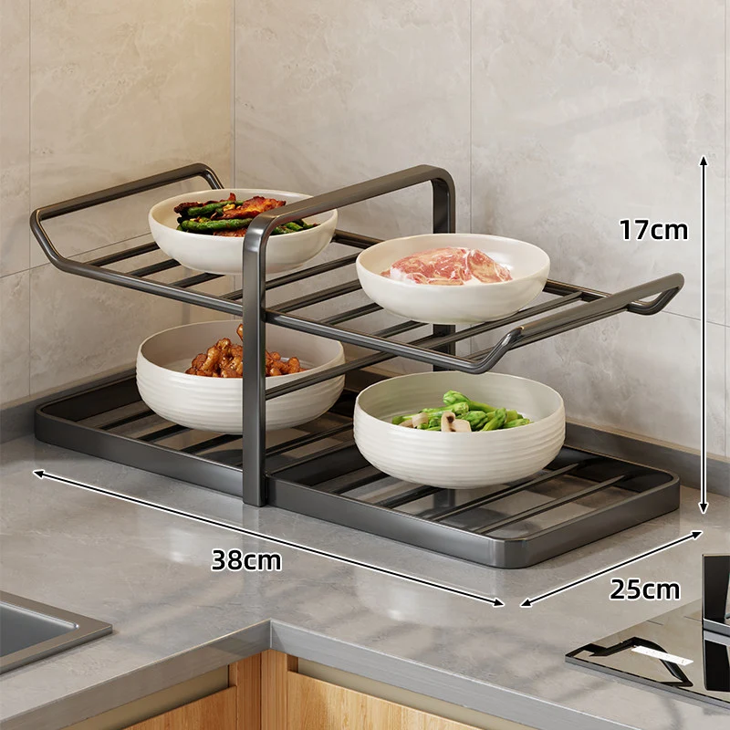 Multi-Tier Vertikaler Thekenregal für Schalen mit Tropfschale & Schrägboden-Design