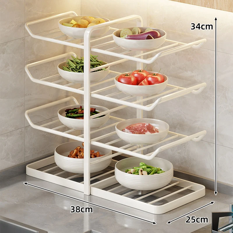 Multi-Tier Vertikaler Thekenregal für Schalen mit Tropfschale & Schrägboden-Design