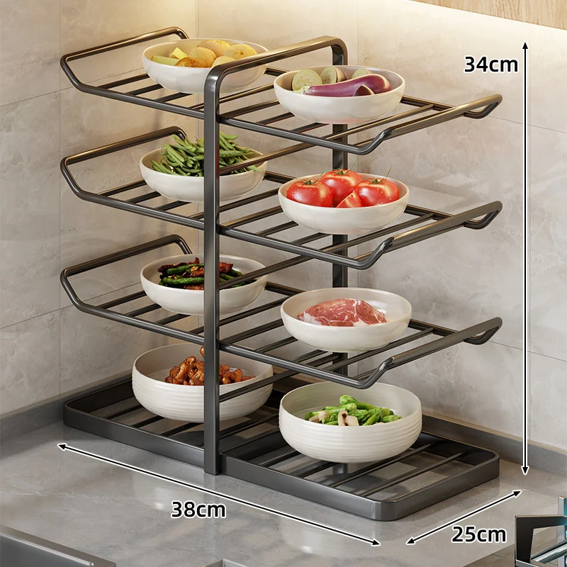 Multi-Tier Vertikaler Thekenregal für Schalen mit Tropfschale & Schrägboden-Design