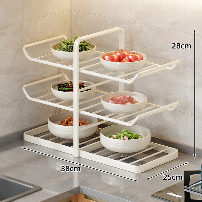 Multi-Tier Vertikaler Thekenregal für Schalen mit Tropfschale & Schrägboden-Design