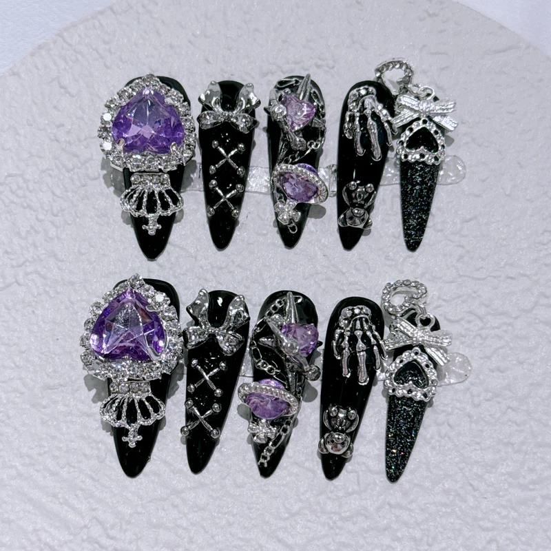 Gothic-inspiriertes Strass-Nagelkunst-Set