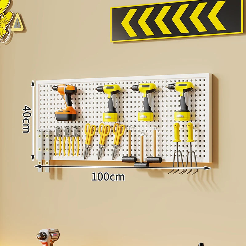 Wandmontierter perforierter Metallwerkzeug-Pegboard-Organizer mit Magnetstreifen und Mehrfachhaken