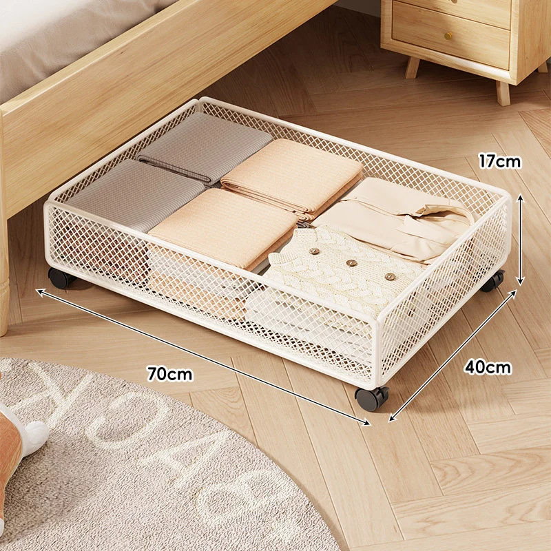 Niedrigprofil-Rollender Unter-Bett-Mesh-Aufbewahrungsdrawer mit verriegelbaren Rollen