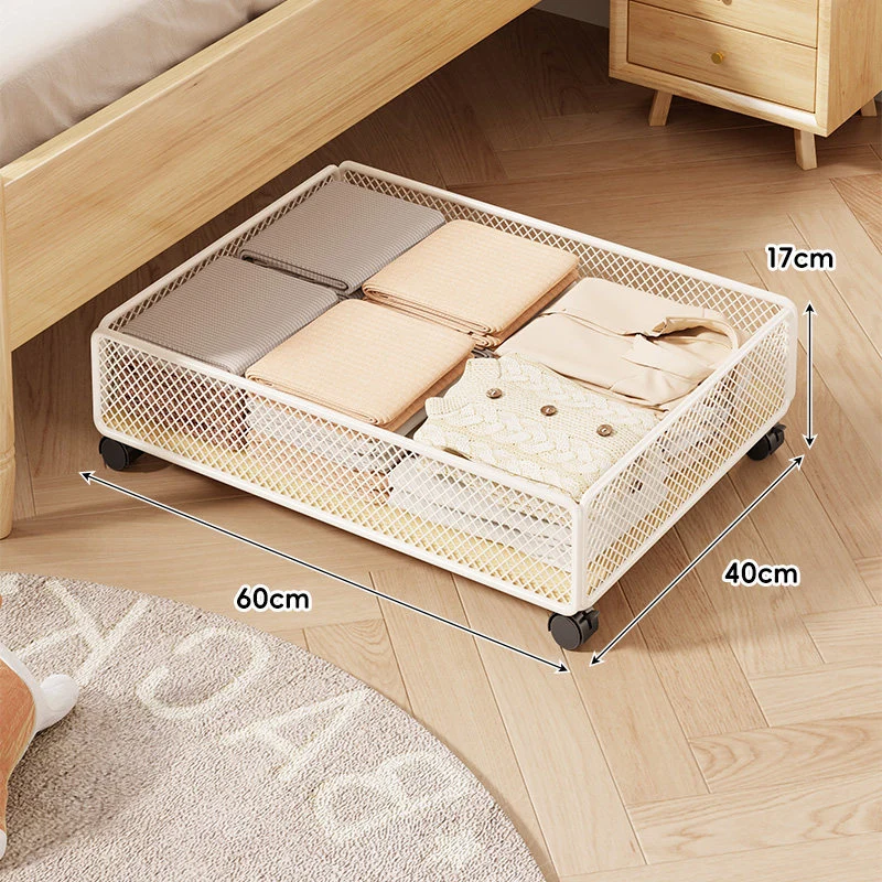 Niedrigprofil-Rollender Unter-Bett-Mesh-Aufbewahrungsdrawer mit verriegelbaren Rollen