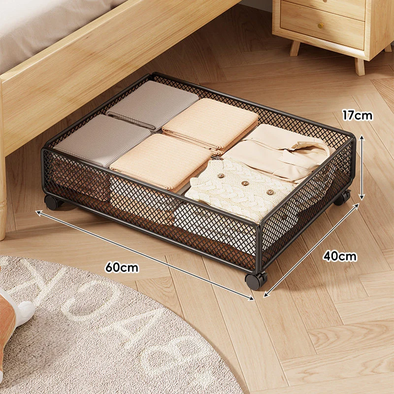 Niedrigprofil-Rollender Unter-Bett-Mesh-Aufbewahrungsdrawer mit verriegelbaren Rollen