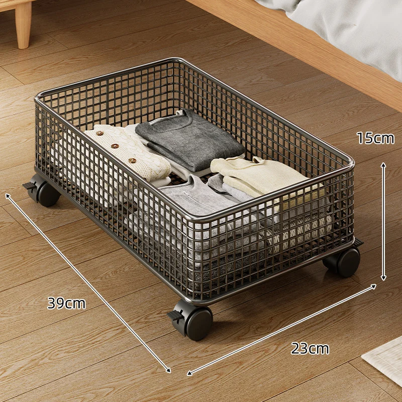 Niedrigprofil Rechteckiger Metallgitter Unter-Bett Aufbewahrungskorb Organizer