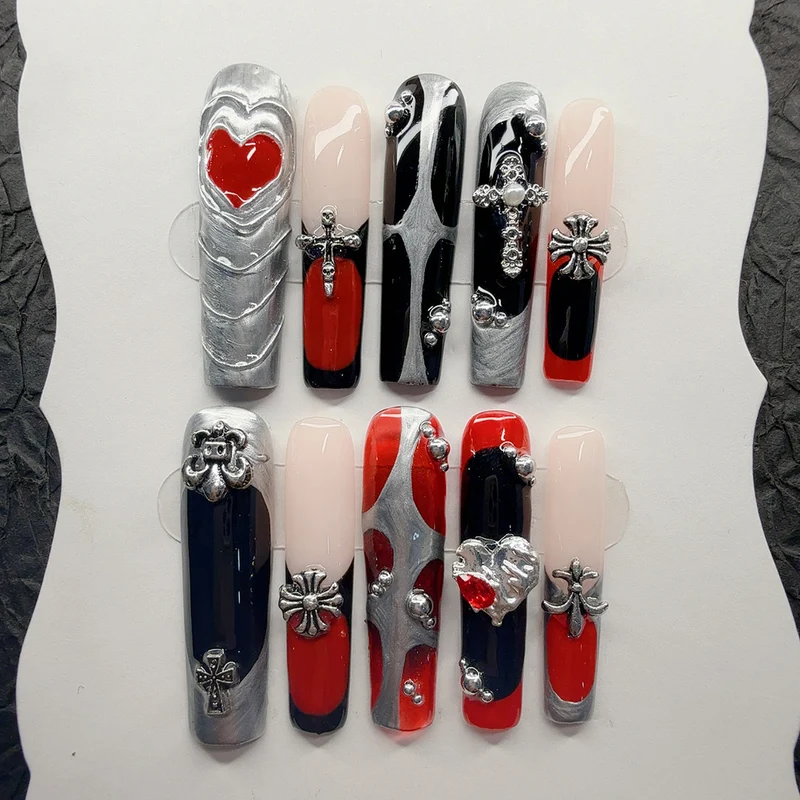 Gothic-inspiriertes 3D dekoratives Aufklebenail-Set