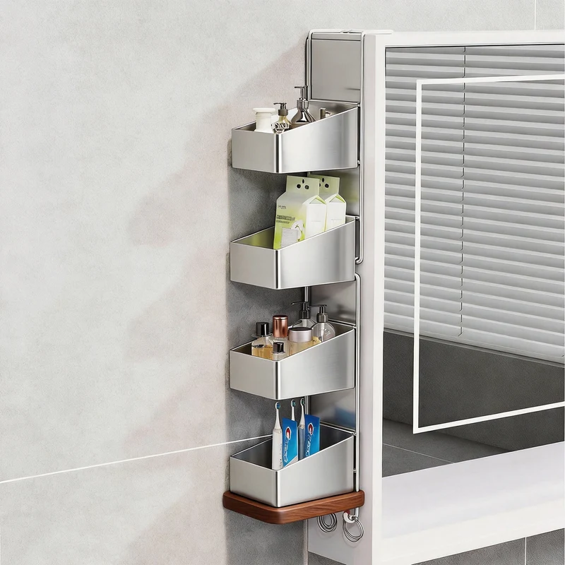 Wandmontierter Dual-Tier Gitter-Mesh Badezimmer Duschcaddy mit abtropfbaren Körben