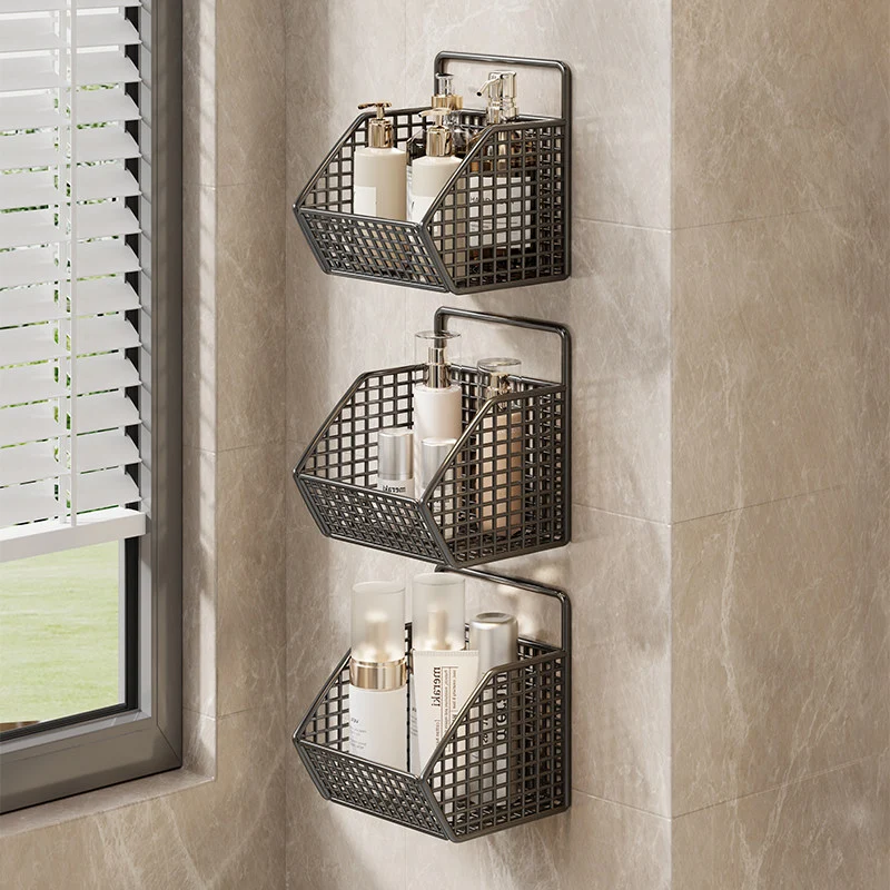 Wandmontierter Dual-Tier Gitter-Mesh Badezimmer Duschcaddy mit abtropfbaren Körben