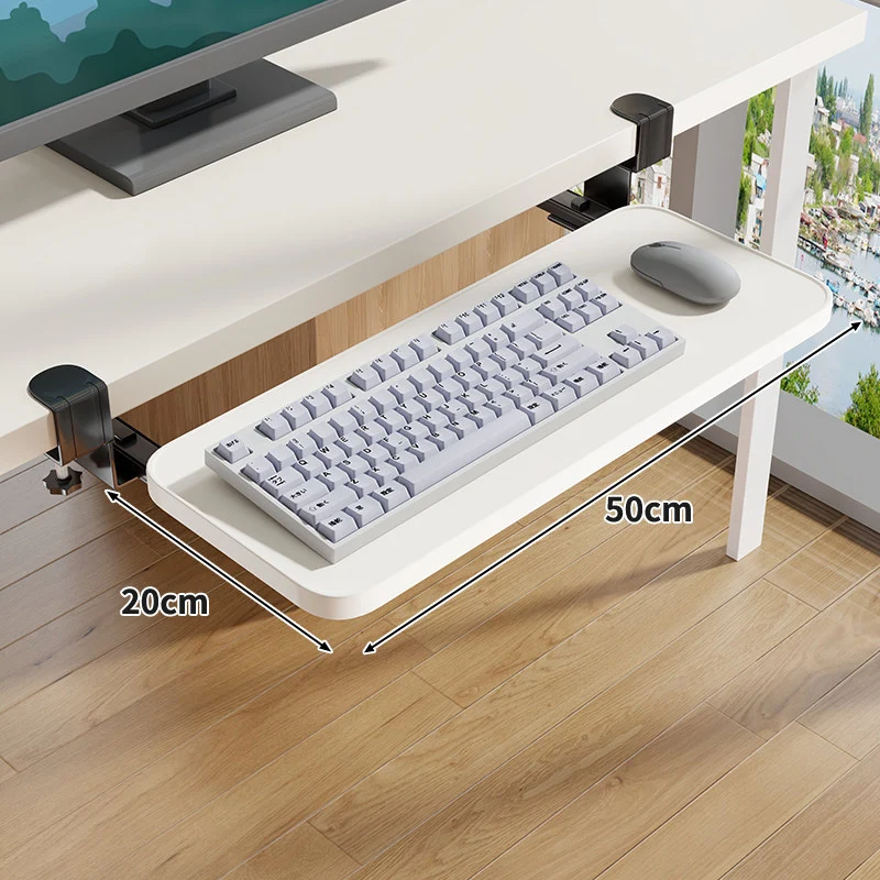 Unter-Desk Herausziehbare Tastaturablage mit Klemmbefestigung und ergonomischer Holzplatte