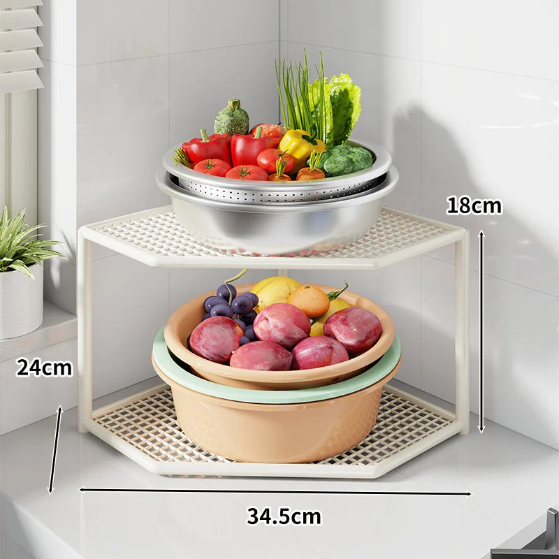 Ecken Drei-Ebenen Metall Mesh Küchentresen Organizer