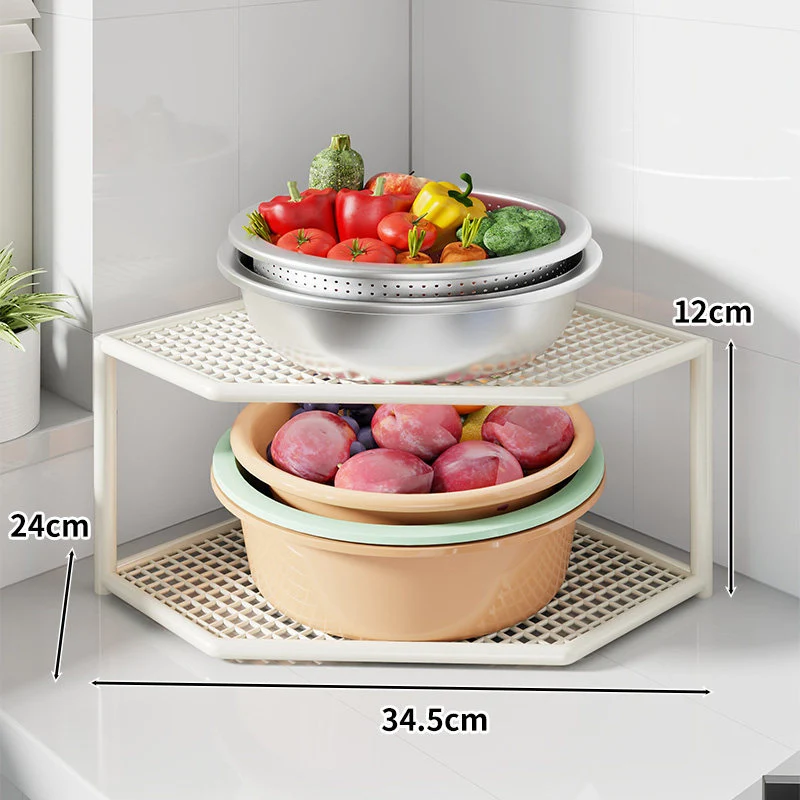 Ecken Drei-Ebenen Metall Mesh Küchentresen Organizer
