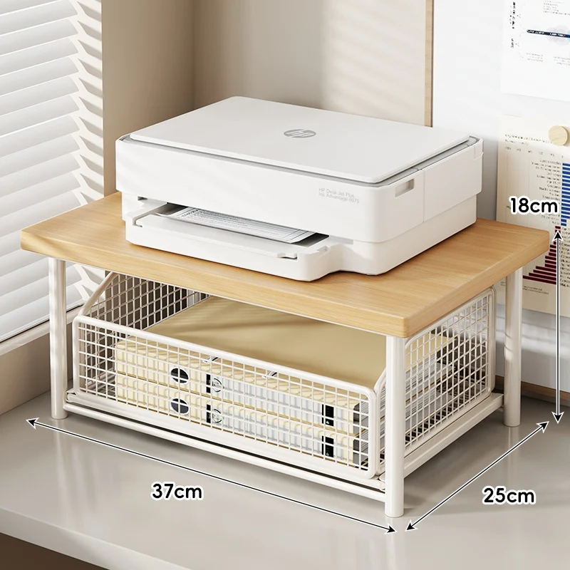 Kompakter erhöhter Druckerstand mit Unterlagerungsdrahtkorb
