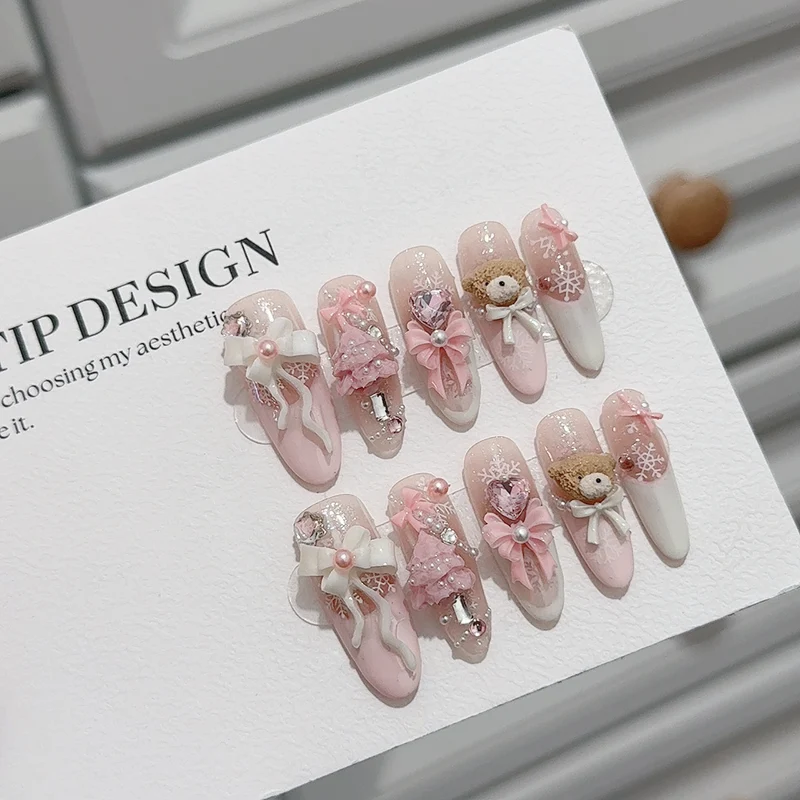 Verspielt Dekorative 3D Druck-On-Nagelset