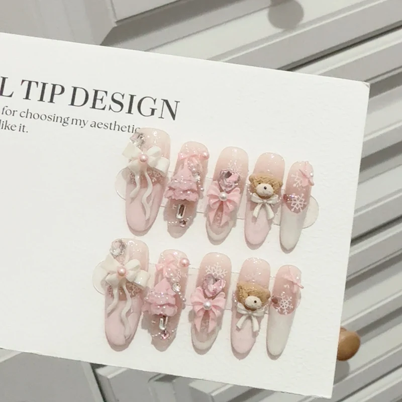 Verspielt Dekorative 3D Druck-On-Nagelset