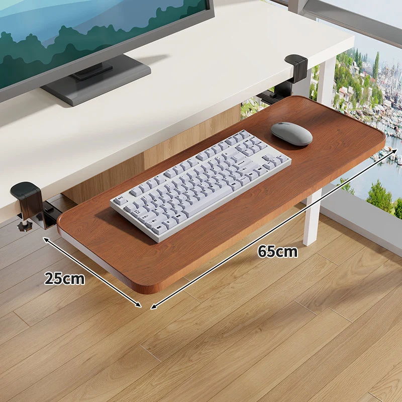 Clamp-Montierter Untertisch Verstellbarer Bambus Tastaturablage