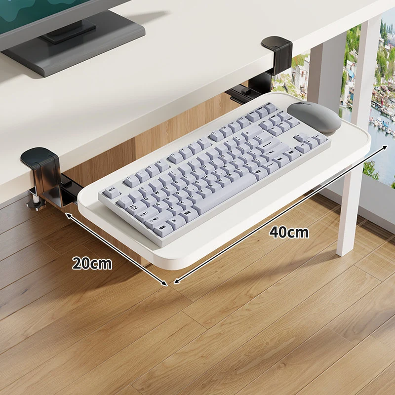 Clamp-Montierter Untertisch Verstellbarer Bambus Tastaturablage