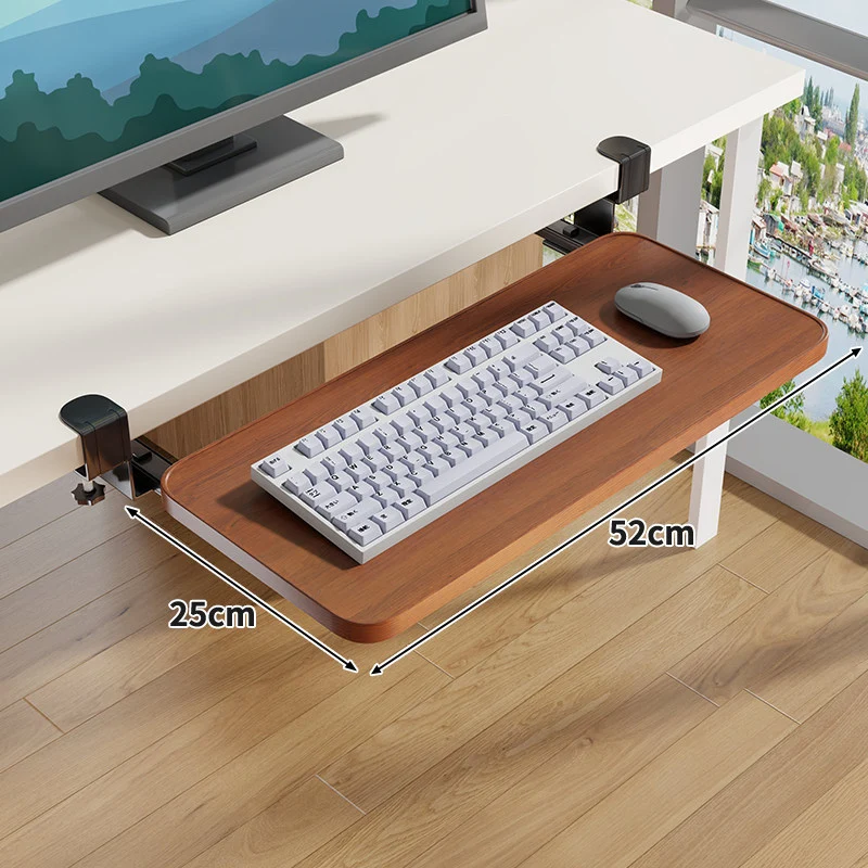 Schraubmontierte Gleitschiene Ergonomische Holzmaserung Tastatur- & Mausplattform