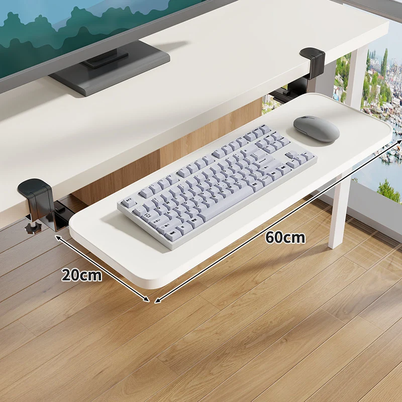 Schraubmontierte Gleitschiene Ergonomische Holzmaserung Tastatur- & Mausplattform