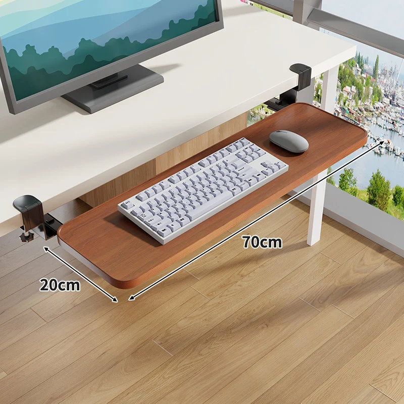 Schraubmontierte Gleitschiene Ergonomische Holzmaserung Tastatur- & Mausplattform
