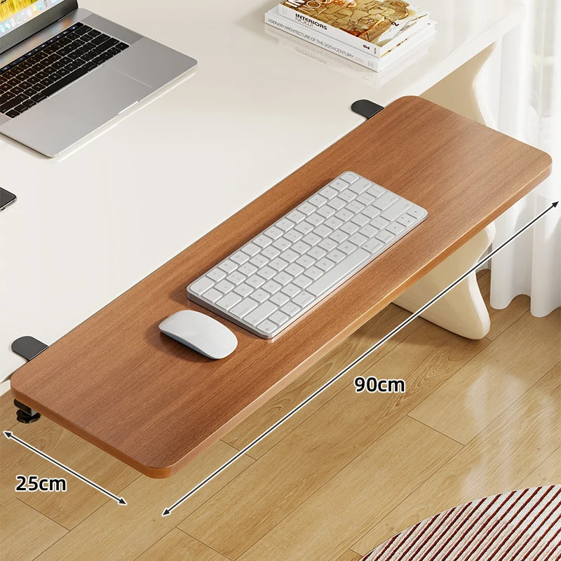 Unter-Desk Bambus Ausziehbare Arbeitsfläche Clamp-Montierte Tastatur- & Mausplattform