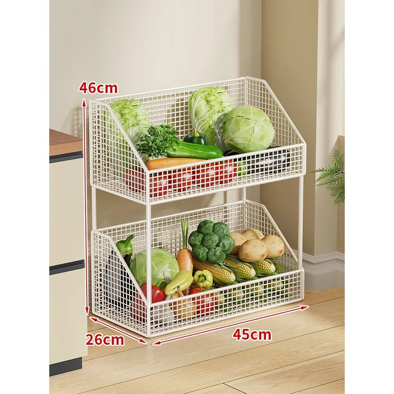 Zwei-Stufiges Mesh-Rollwagen Küche Obstlagerwagen