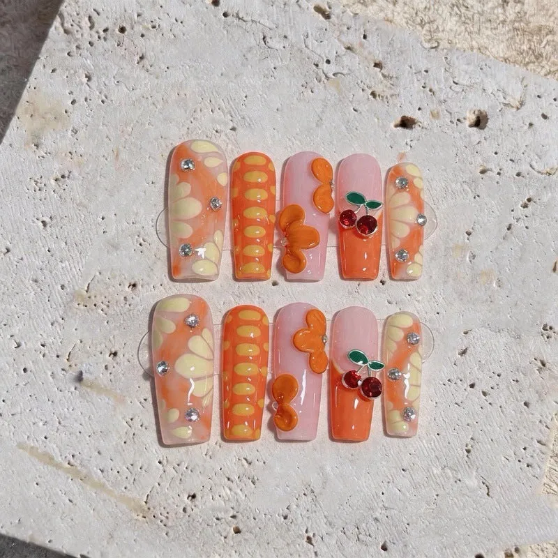 Künstlerisches 3D-Blumen-Press-On-Nagelset