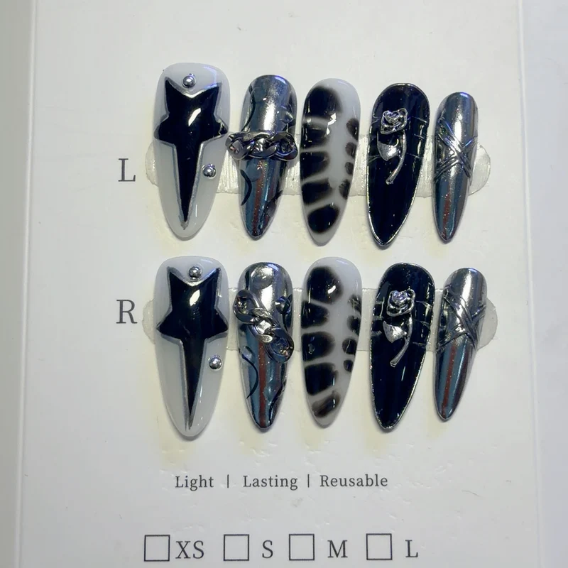 Elegantes von der Gotik inspiriertes Press-On Nail Art Set